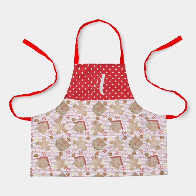 Pink Christmas Cookies Apron, Small Apron (Front)