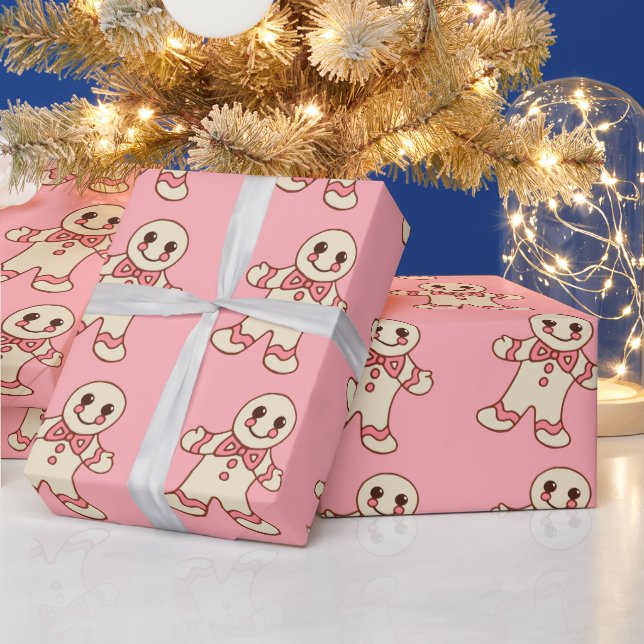 Pink Christmas Cookies Wrapping Paper (Holidays)