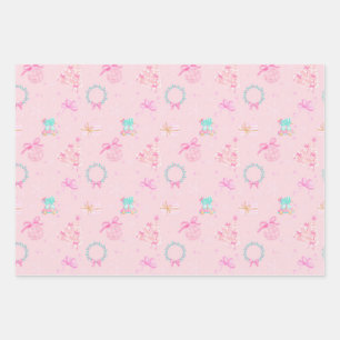 Pink Christmas Coquette Bow Seamless Pattern Wrapping Paper Sheet