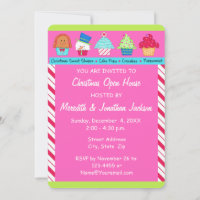 Pink Christmas Cupcake Art Party Event Invitations