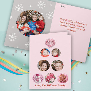 Pink Christmas Custom Photos Card