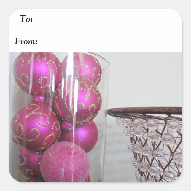 Pink Christmas Decorations Square Sticker (Front)