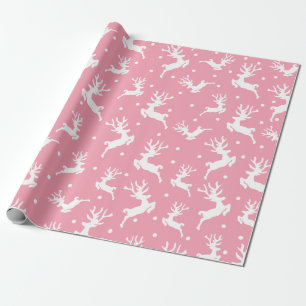 Pink Christmas Deer wrapping paper