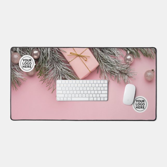 Pink Christmas Desk Mat Mouse Pad (Keyboard & Mouse)