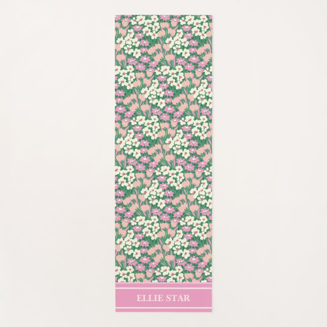 Pink Christmas Dogs Personalised Girl Yoga Mat (Front)