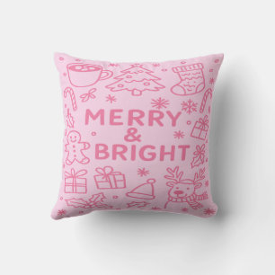 Pink Christmas Doodle Cozy Christmas Cushion