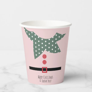 Pink Christmas Elf Suit Holiday Party     Paper Cups