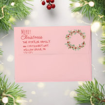 Pink Christmas Envelope | Merry Christmas Floral W