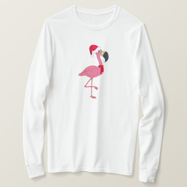 Pink Christmas Flamingo Long Sleeve T-Shirt (Design Front)