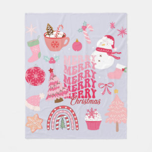 Pink Christmas Fleece Blanket