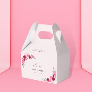 Pink Christmas Floral Winter Girl Baby Shower Favour Box