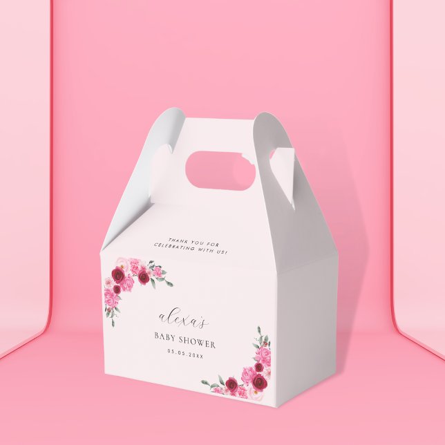 Pink Christmas Floral | Winter Girl Baby Shower Favour Box (Creator Uploaded)