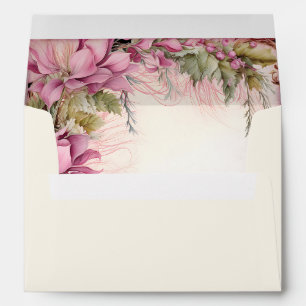 Pink Christmas Flowers Matching Envelope