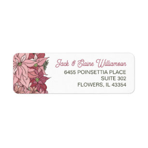 Pink Christmas Flowers Return Address