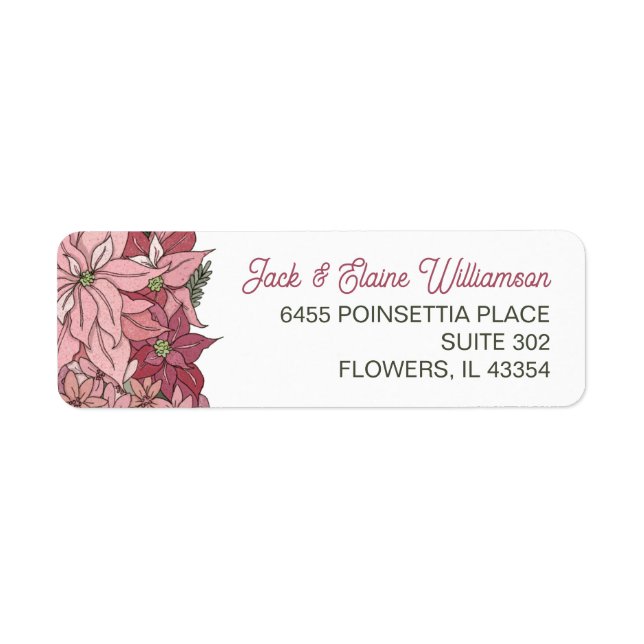 Pink Christmas Flowers Return Address (Front)