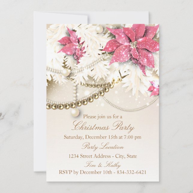 Pink Christmas Garland  | Holiday Party Invitation (Front)