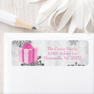 Pink Christmas Gift Address Label