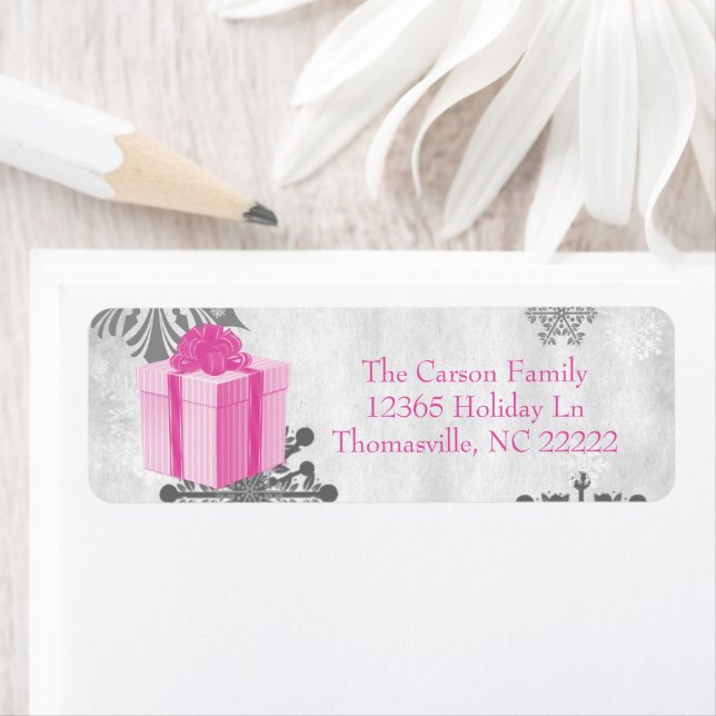 Pink Christmas Gift Address Label (Insitu)