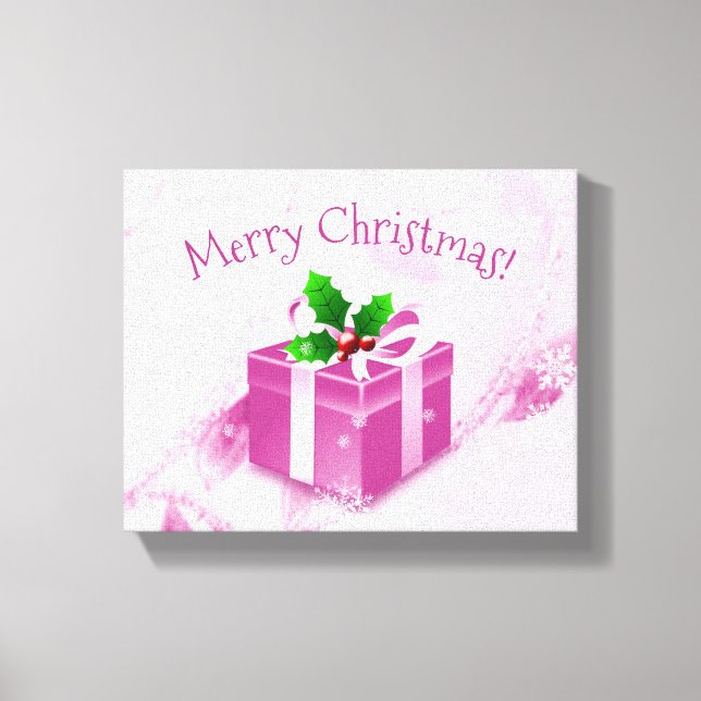 Pink Christmas Gift Canvas Print (Front)