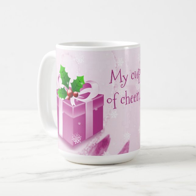 Pink Christmas Gift Coffee Mug (Front Left)