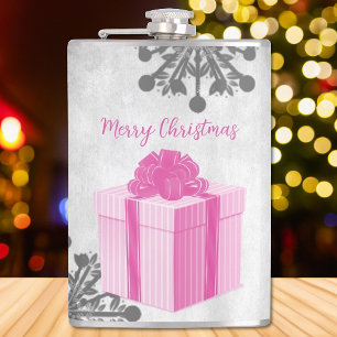 Pink Christmas Gift Holiday Flask