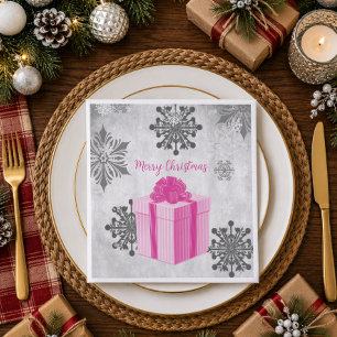Pink Christmas Gift Holiday Paper Napkin
