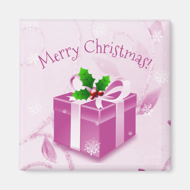 Pink Christmas Gift Magnet (Front)