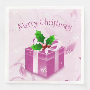 Pink Christmas Gift Paper Napkin