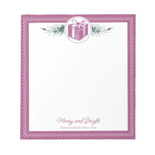 Pink Christmas Gift Personalised Notepad