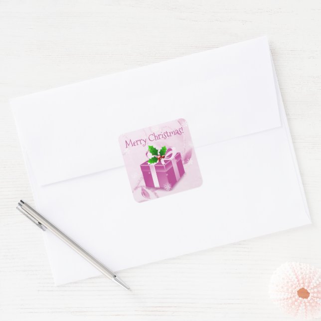 Pink Christmas Gift Sticker (Envelope)
