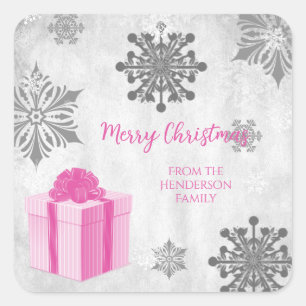 Pink Christmas Gift Sticker