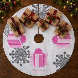 Pink Christmas Gift Tree Skirt
