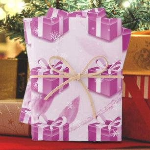 Pink Christmas Gift Wrapping Paper