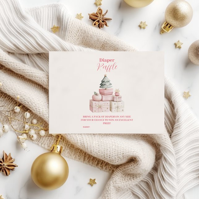 Pink Christmas Gifts Diapper Raffle Enclosure Card (Creator Uploaded)