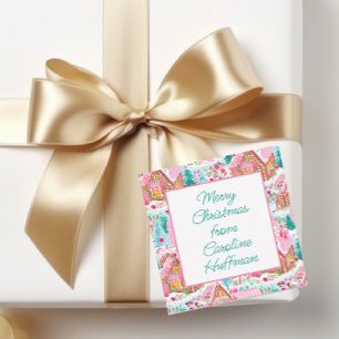 Pink Christmas Gingerbread Houses Gift Enclosure Card