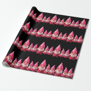 Pink Christmas Gnome Pattern Wrapping Paper
