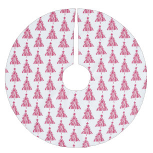 Pink Christmas Holiday tree Brushed Polyester Tree Skirt