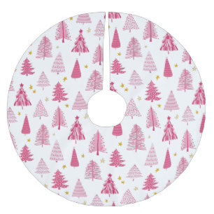 Pink Christmas Holiday tree Brushed Polyester Tree Skirt