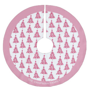 Pink Christmas Holiday tree Brushed Polyester Tree Skirt