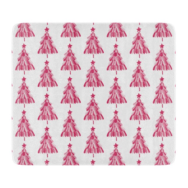 Pink Christmas Holiday tree Cutting Board (Front)