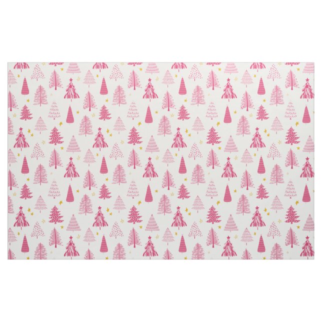 Pink Christmas Holiday tree Fabric (Fat Quarter)