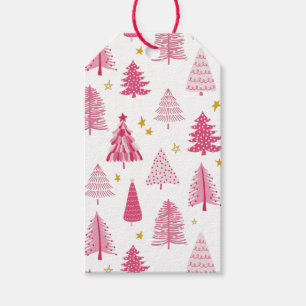 Pink Christmas Holiday tree Gift Tags