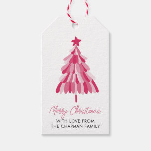 Pink Christmas Holiday tree Gift Tags