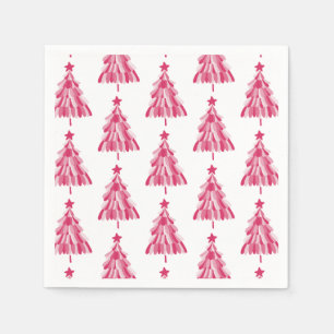 Pink Christmas Holiday tree Napkin