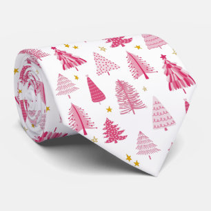 Pink Christmas Holiday tree Tie