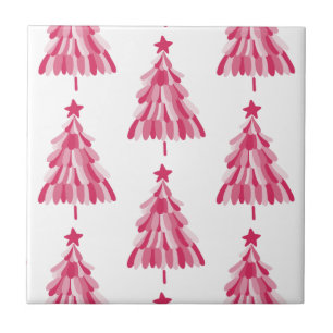 Pink Christmas Holiday tree Tile