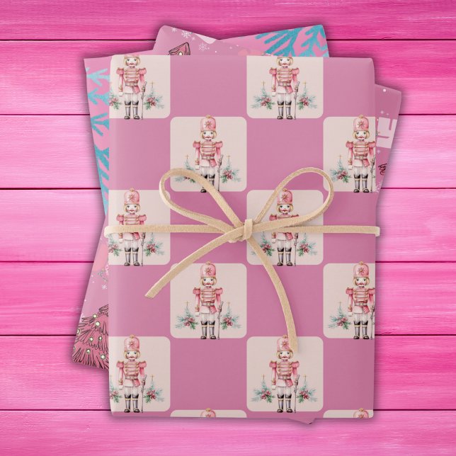 Pink Christmas Holiday  Wrapping Paper Sheet (Creator Uploaded)