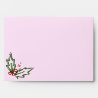 Pink Christmas Holly & Stars Coquette A7 Envelopes