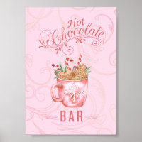 Pink Christmas Hot Chocolate Bar Sign