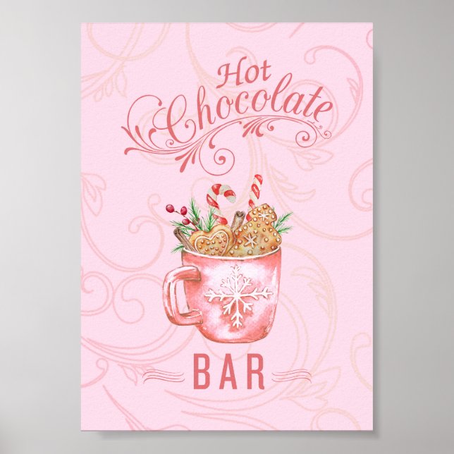 Pink Christmas Hot Chocolate Bar Sign (Front)